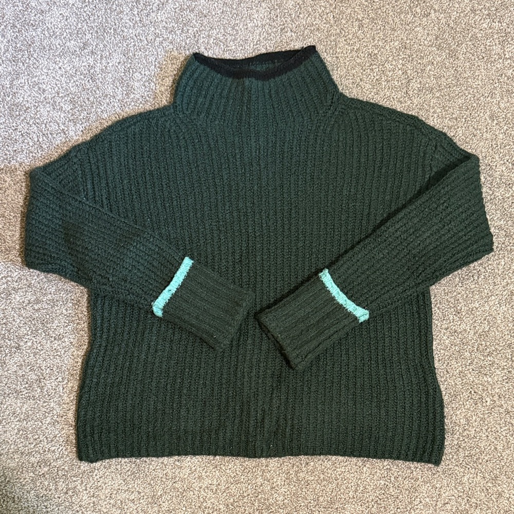 Maeve by Anthropologie Women's Green Sweater with Blue Accents
